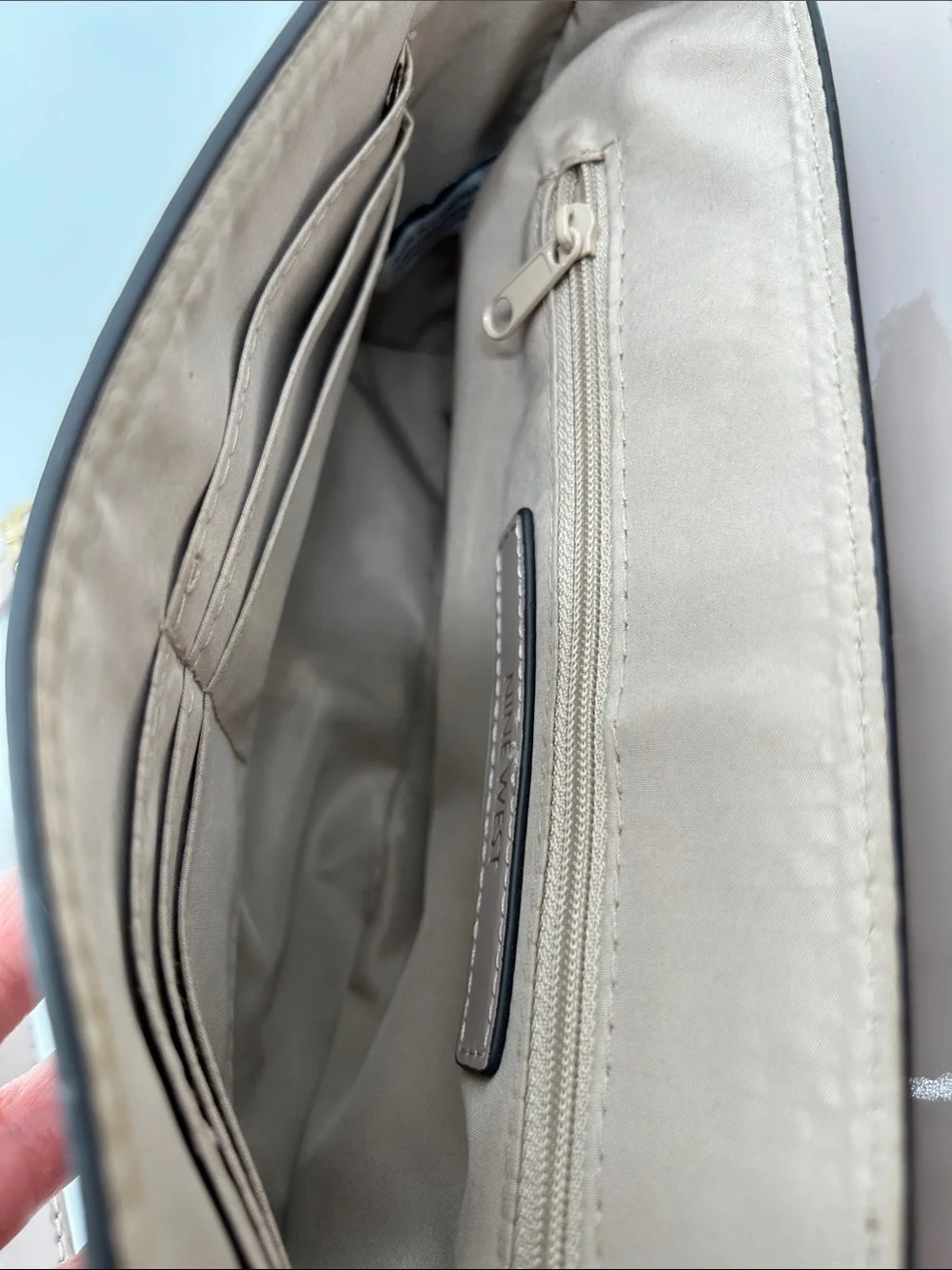 Nine West Pale Nude Pink Patent Crossbody Bag